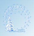 Musical holiday card with winter fir.